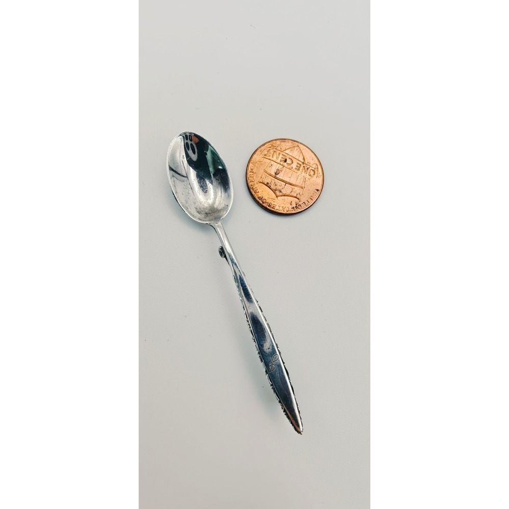 Vintage Lunt Sterling Silver Spoon Brooch Signed Ornate Miniature 2.5 Inch